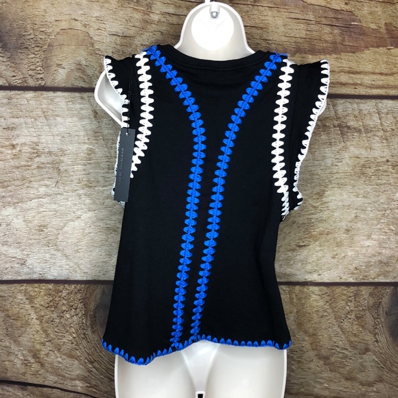 Carbon38 Womens Flutter Sleeve Crochet Top Active - Picture 4 of 7